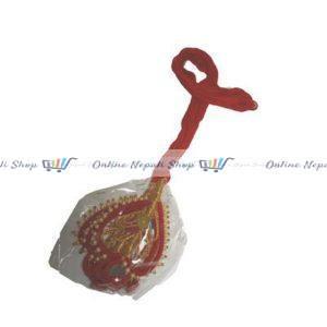 1 set of Dhago with Golden Threads, Beads and Silica(Red Color)