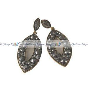 A pair of Black Stone Almond Shape Earrings