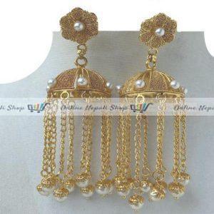 A pair of Earrings - Cage with Jhumka