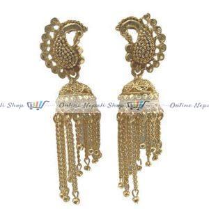 A pair of Earrings - Peacock and Cage(Golden Color)