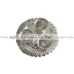 1 set of Silver Color Puja Thali
