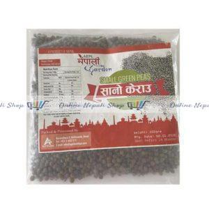 A packet of Sano Kerau (Dry Small Green Peas)