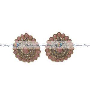 A pair of Stud - Pink and Almond Shaped