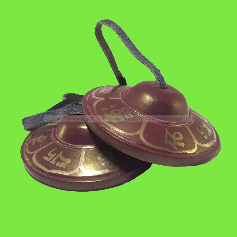 Om Mani Painted Bronze Tingsha