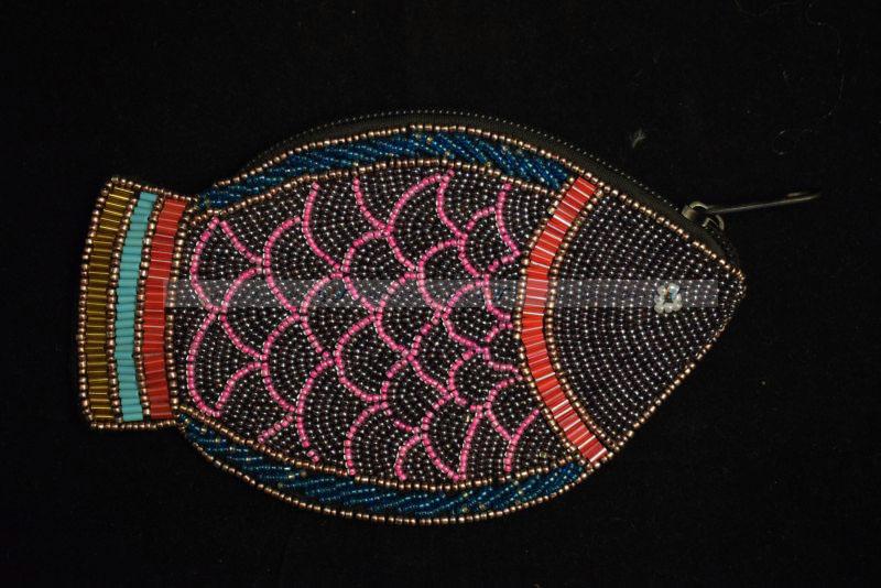 Fish Designed Crochet Glass Purse With Zipper & Strap