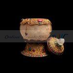 Gold Plated Crystal Bowl WIth Stone Cover