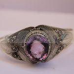 Handmade Amethyst Sterling Silver Bangle