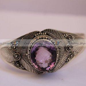 Handmade Amethyst Sterling Silver Bangle