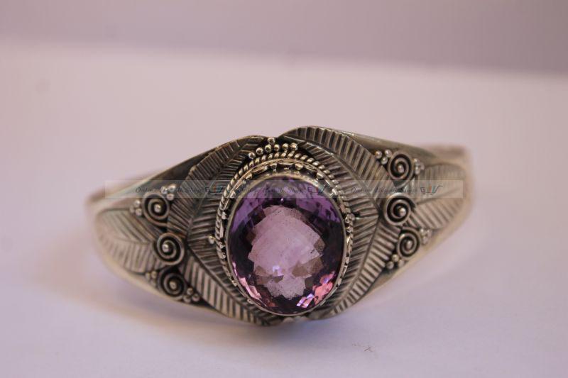 Handmade Amethyst Sterling Silver Bangle