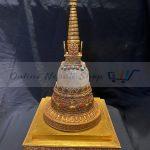 Handmade Crystal Stupa With Fire Gold