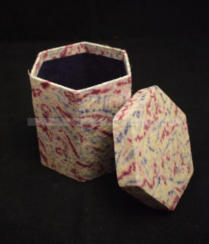 Hexagonal Printed Lokta Paper Box - Image 2
