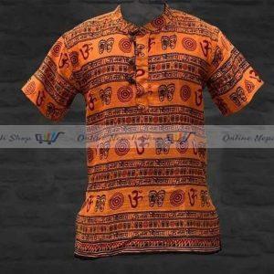 Handmade Cotton Kurta Sage , Orange Dying