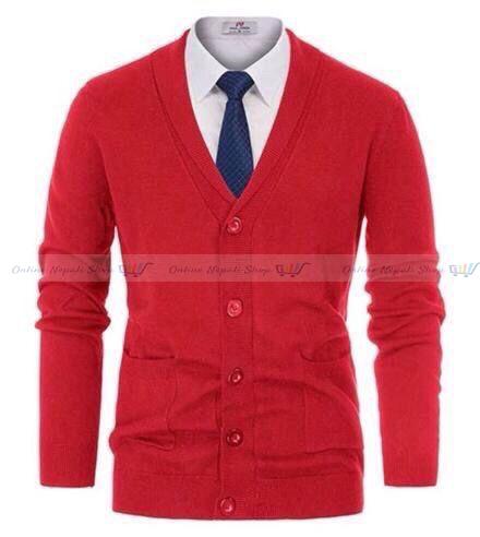 Pure Cashmere Mens V- neck Cardigan