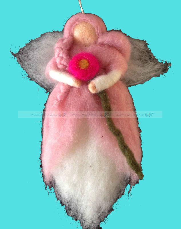 Sheep Wool Felt Christmas Decoration Angel Doll - Image 2