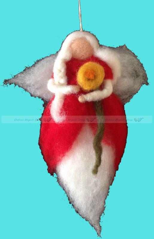 Sheep Wool Felt Christmas Decoration Angel Doll - Image 3