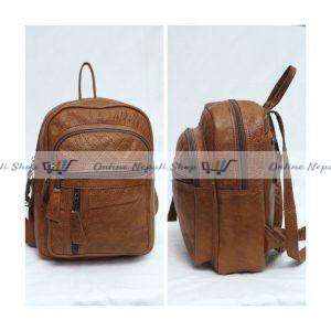 Small and Comfortable Brown Leather Backpack
