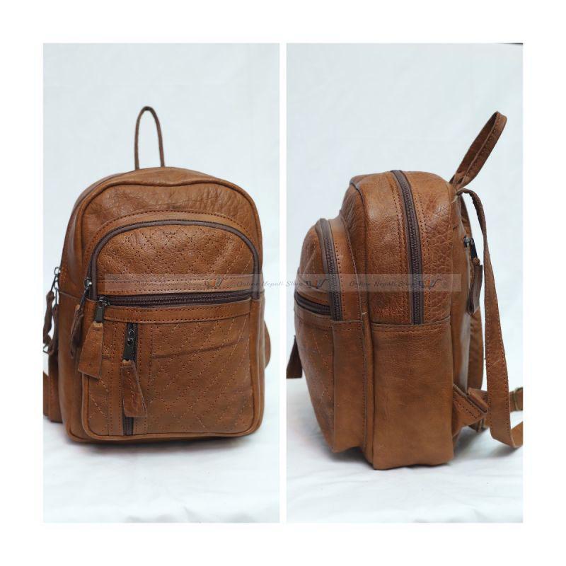 Small and Comfortable Brown Leather Backpack