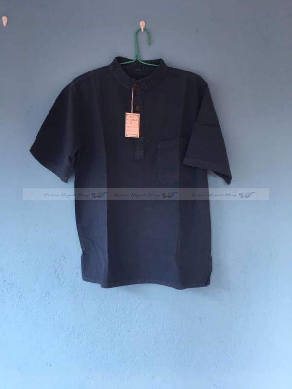 Soft & Comfortable Dark Blue Cotton T-shirt Kurtha