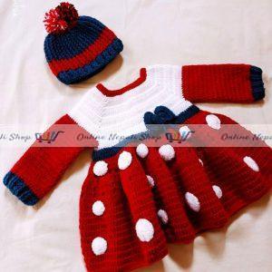 Baby Frock (Woolen) with Hat