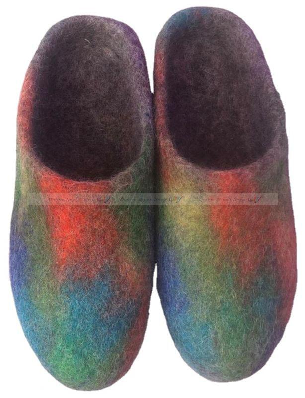 Woolen Unisex Multicolor Felted Shoes Slippers