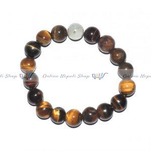 Adjustable Tiger-Eye Stone Bead Bracelet
