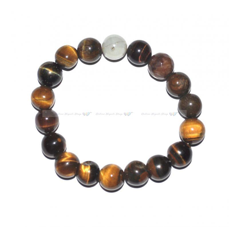 Adjustable Tiger-Eye Stone Bead Bracelet