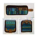 Multi-Colored Gheri Wallet with Leather Border