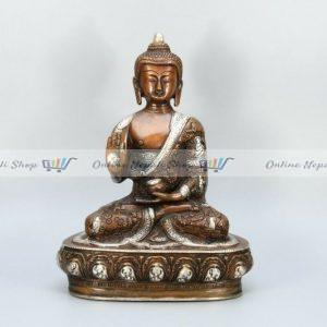 Brass Metal Oxidized Buddha Statue