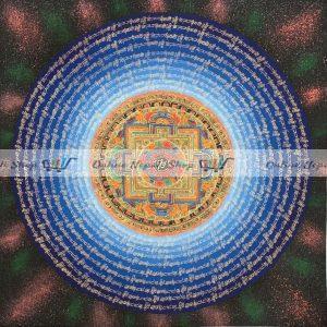 Hand-Painted Buddhist Om Mantra Mandala Thangka
