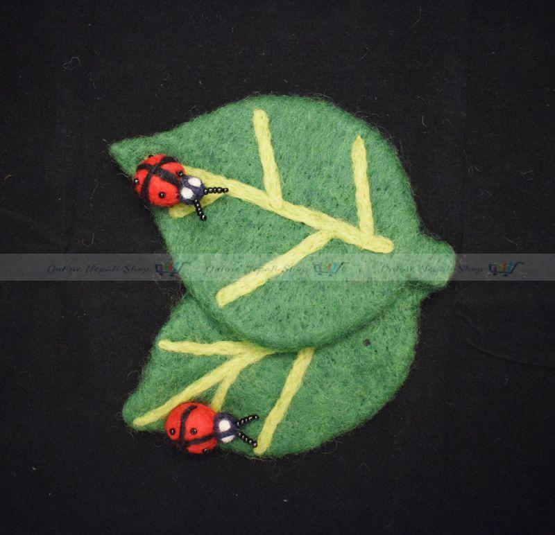 Leaf Shaped Designed Felt Tea Mat