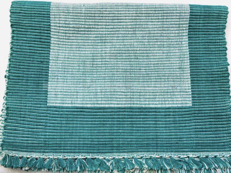 Cotton Linen Dining Mat (Teal and light blue)