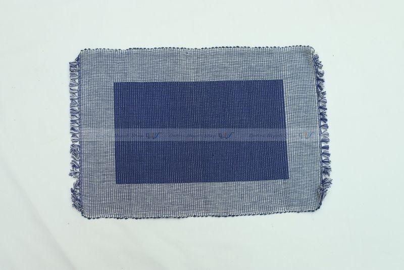 Cotton Linen Dining Mat (Blue & White)