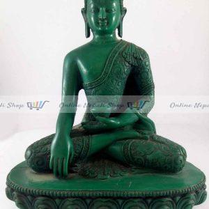 Green Resin Statue of Shakyamuni Buddha