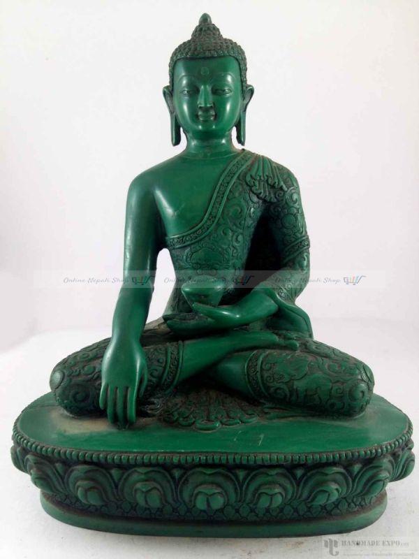 Green Resin Statue of Shakyamuni Buddha
