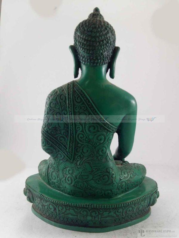 Green Resin Statue of Shakyamuni Buddha - Image 2