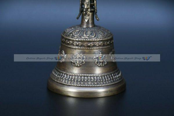 Symbol Carved Bronze Dorje Vajra Bell - Image 4