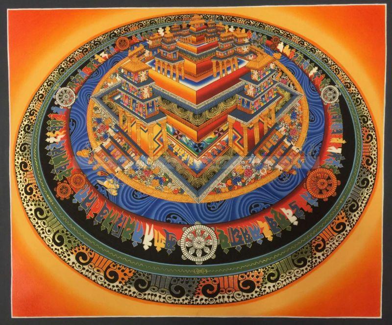 Tibetan Thangka of Palace Kalachakra Mandala