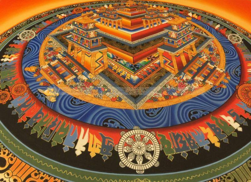 Tibetan Thangka of Palace Kalachakra Mandala - Image 2